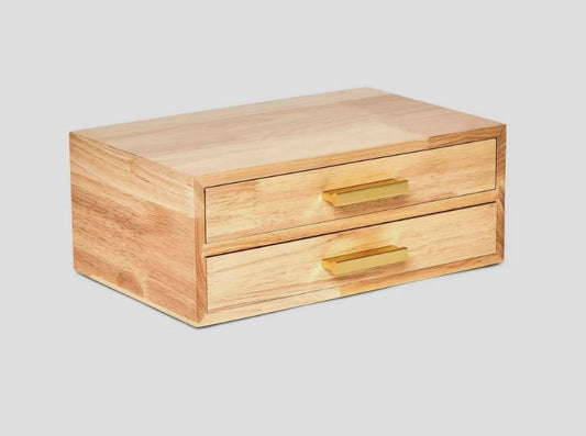 Two Drawer Wood Organizer Jewelry Box - A New Day Light Brown